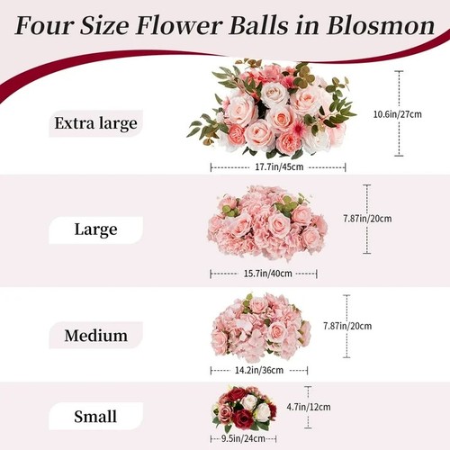2Pcs Wedding Dining Table Flower Centerpiece Artificial Rose Red White New - 第 7/7 張圖片