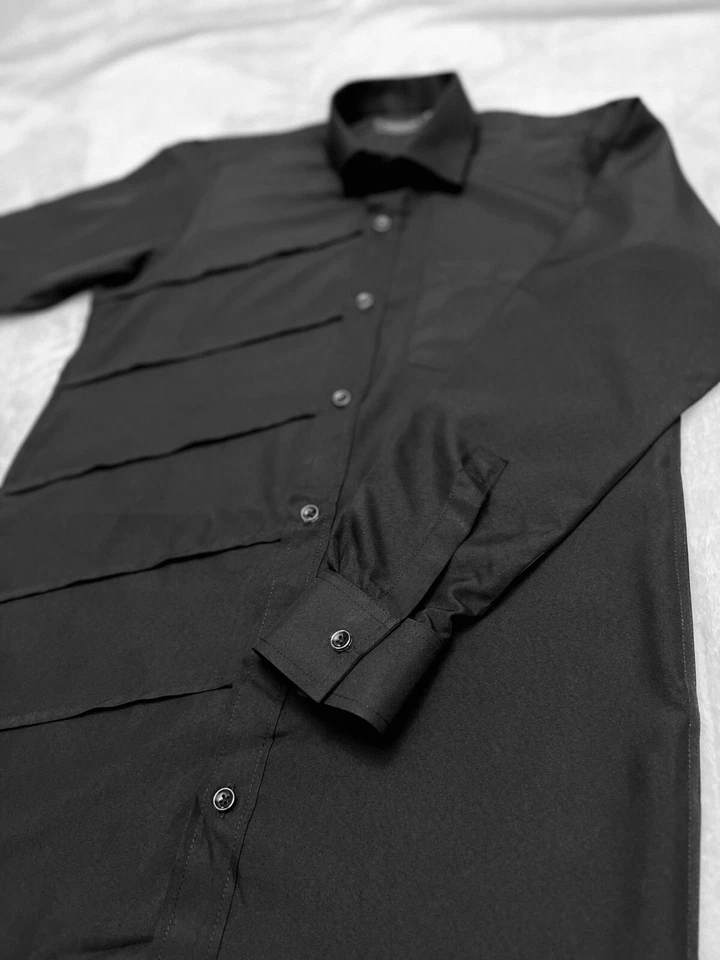 Stylish Long Sleeve Casual Business Shirt Exclusive Black Shirt - Image 2 of 4