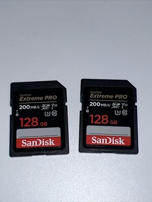SanDisk 128GB Extreme PRO 200MBs SDXC UHSI Memory Card 2 pack