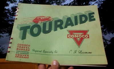 Vintage 1939 Conoco Touraide Gasoline Oil Book W/ Old Auto Maps Signs Duluth MN