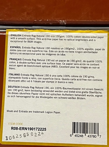 NEW Moab Legion Paper Entrada Rag Natural 190 (17” x 22", 25 Sheets) Lot Of 2 - Picture 8 of 12
