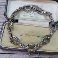 Vintage 925 Sterling Silver Tennis Bracelet, Sparkly Marcasite, Silver Jewellery