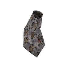 Tasmanian Devil Tie Warner Brothers Vintage Grey 100 Silk Necktie 58" x 4" 90s