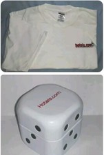 HOTELS.COM Tee Shirt Adult Size L, Large + Dice Paper Clip Holder, Promo Items