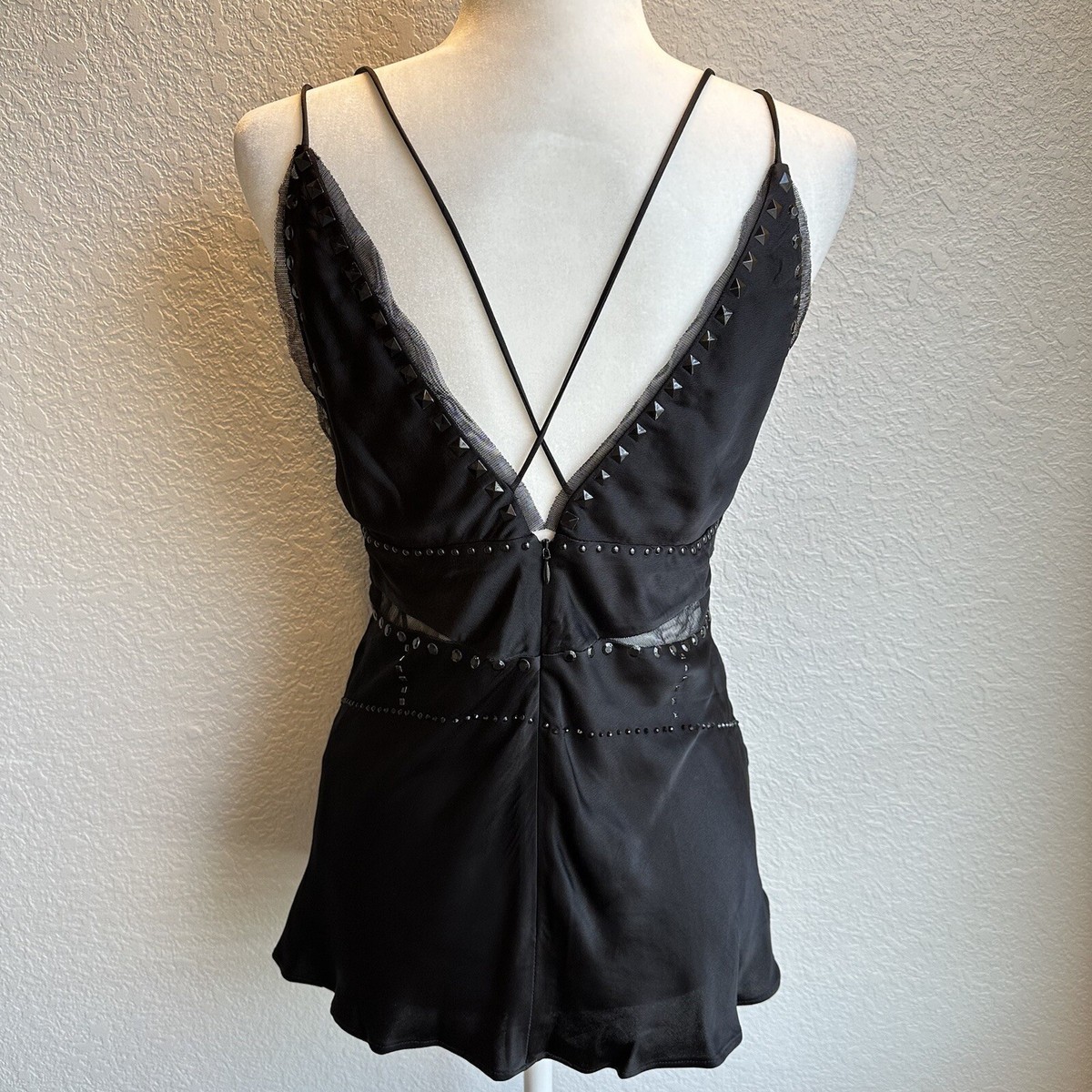 New Zara $89 Studded Camisole Black Top 9153/647 Medium