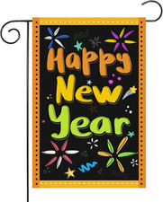 Happy New Year Garden Flag, Burlap Double Sided Season Garden Flags Banner for L