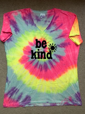 NEW Be Kind Tshirt Top VNeck Womens 3XL Tie Dye 100% Cotton Sunshine Sisters
