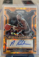 2021-22 Panini Prizm Penmanship Orange Cracked Ice Alvin Robertson Spurs