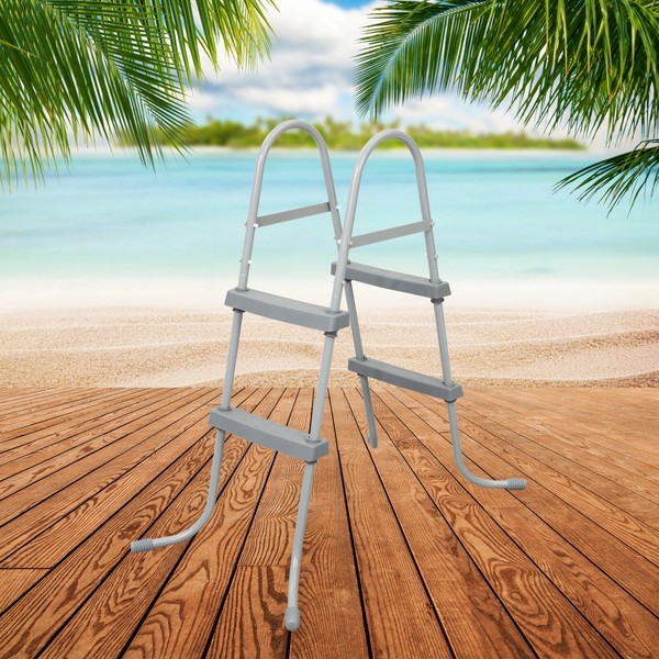 Bestway Leiter 84Cm Poolleiter Sicherheitsleiter Pool Einstieg Treppe Grau 58430-image