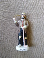 Vintage Flambro Emmett Kelly Jr Golfer Christmas Tree Ornament 4.5" Clown 
