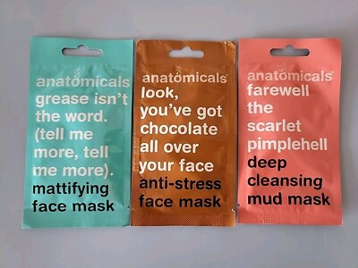 Anatomicals Gesichtsmasken 3er Set: Mattierend, Anti-Stress, Tiefenreinigungsschlamm