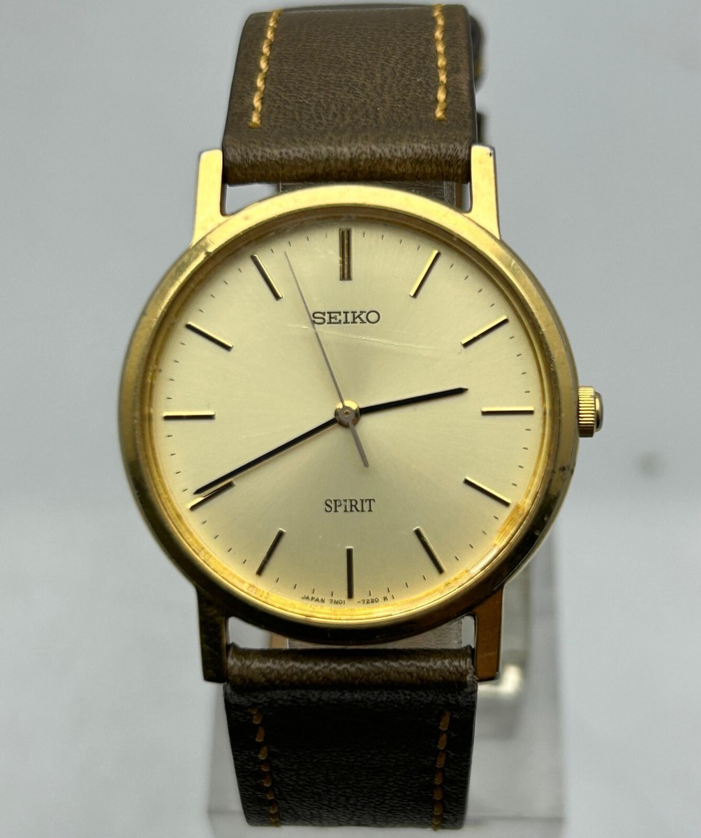 SEIKO SPIRIT 金　腕時計 Seiko Spirit Quartz Gold Plated Golden Dial Japan made Men's