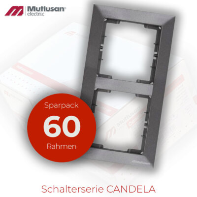 Sparset 60x 2fach Rahmen Vertikal Unterputz Mutlusan CANDELA Serie Anthrazit Met Sparset 60x 2fach Rahmen Vertikal Unterputz Mutlusan CANDELA Serie Anthrazit Met