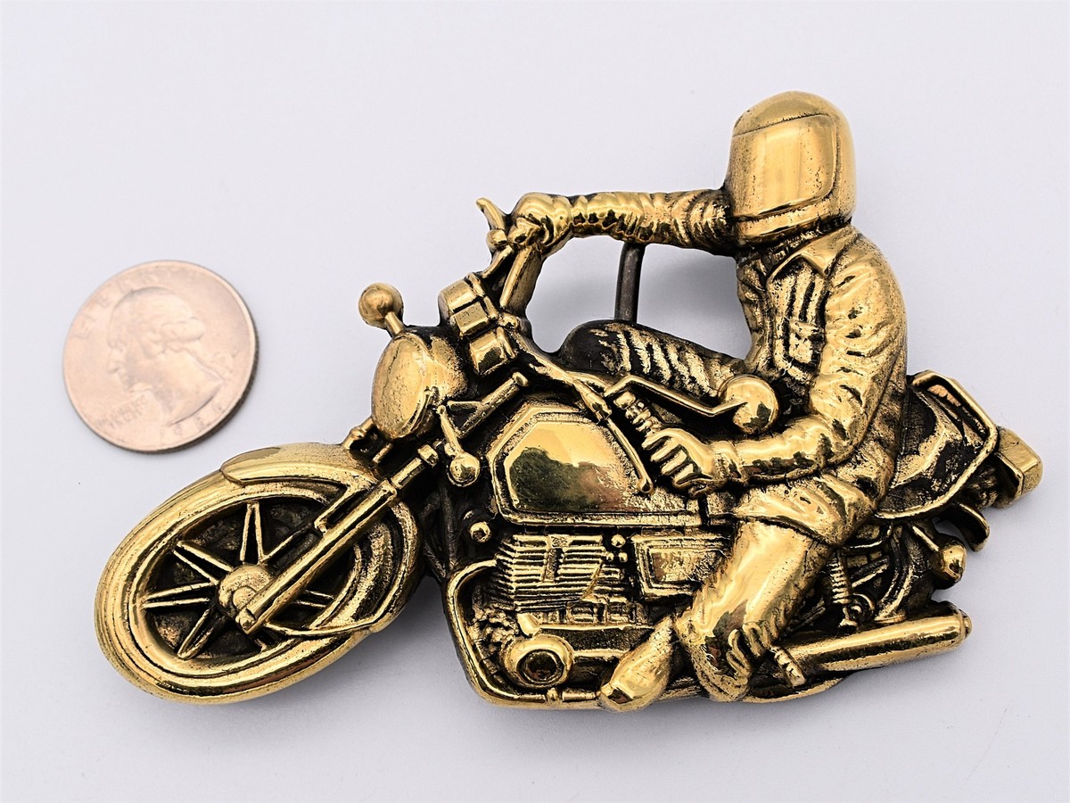 Solid Brass Motorcycle Street Bike Rider Vintage 1970s Belt  display picture 1