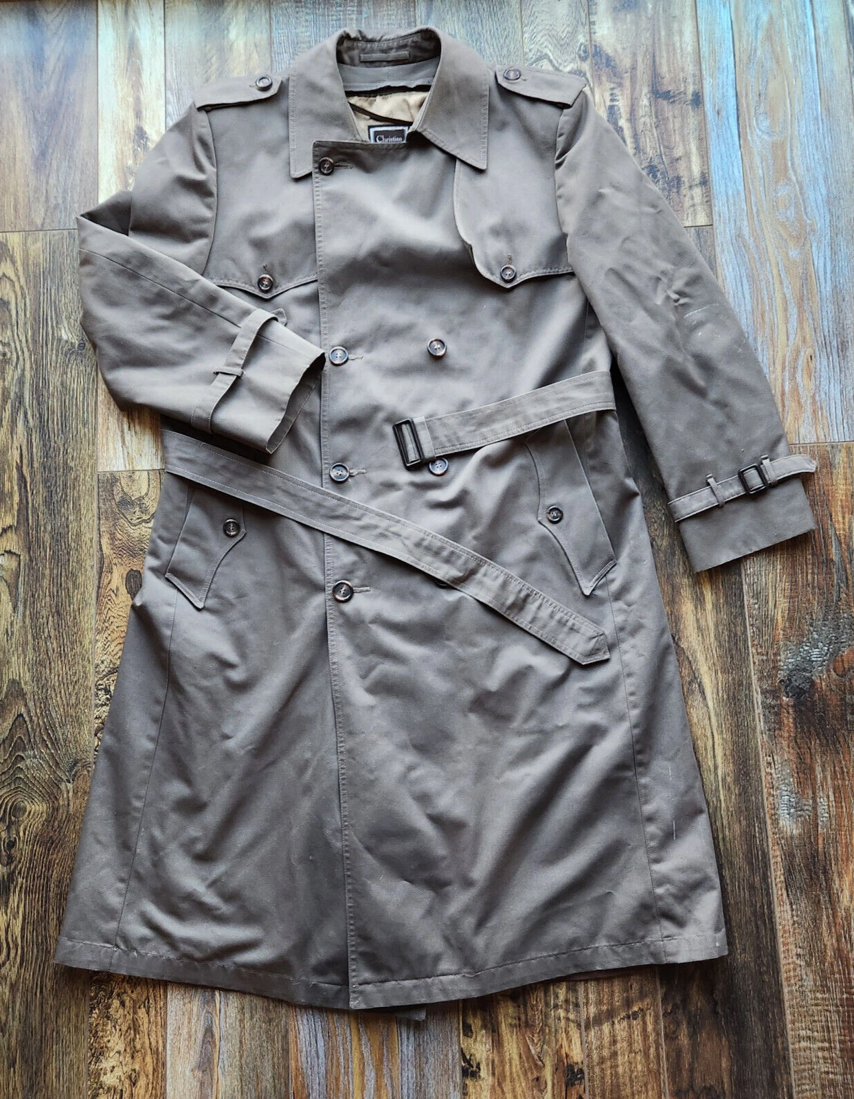 Manteau trench vintage Christain Dior Monsieur doublure laine double poitrine marron homme 42