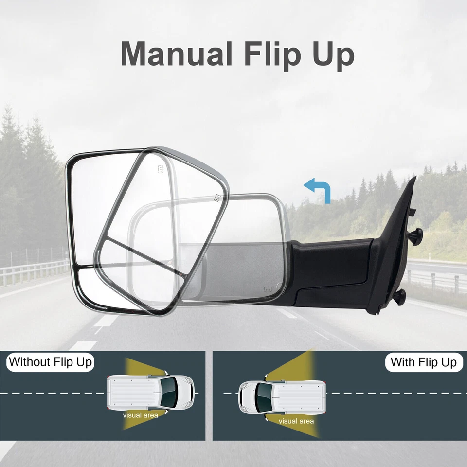 Espejos retrovisores de remolque aptos para Ram 1500 2500 2011 2012 2013 2014 potencia sensor térmico cromo Foto 4 de 4