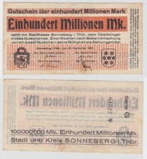 100 Million Mark Banknote Sonneberg in Thuringia 25.09.1923 (143640)