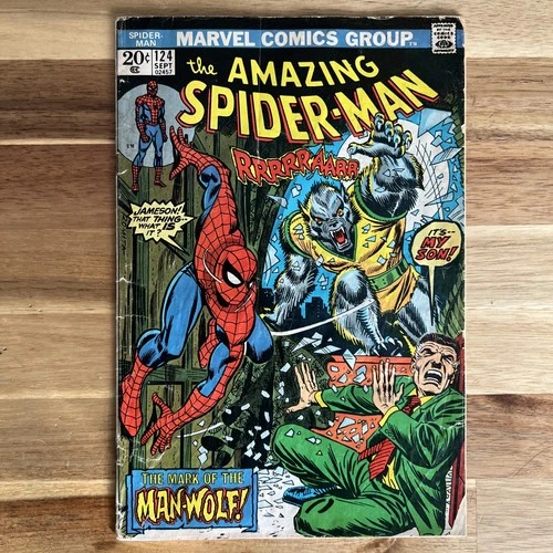 1973 Marvel Comics The Amazing Spider-Man #124 1st Appearance of Man-Wolf GD/FN
