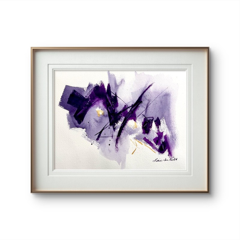 Abstract Watercolor 11"x15" Abstract Purple Original Paper Modern Home Wall Art