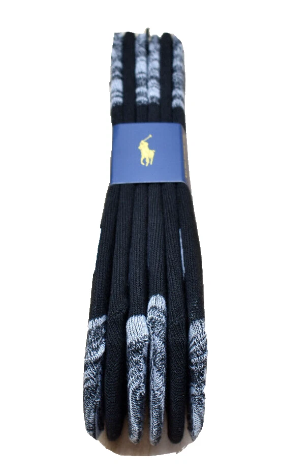 Polo Ralph Lauren Mujer 6 Pares Cojín No Show Calcetines Talla Única Negro Gris ¡Nuevo! Foto 3 de 4