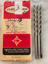 3 new Cleveland 9/32" HSS Tanged Shank, Parabolic Taper Length Twist Drills, USA