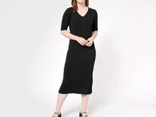 NWT Attitudes by Renee Petite Parisian Jersey Midi Dress A612910 Black PM
