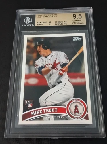 2011 TOPPS UPDATE MIKE TROUT ROOKIE US175 BGS 9.5 "TRUE GEM" SUBS 10,9.5,9.5,9.5