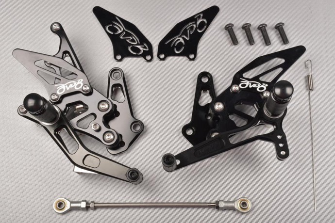 Commandes reculées AVDB noires Suzuki Hayabusa 1340 pour les sorties piste et route