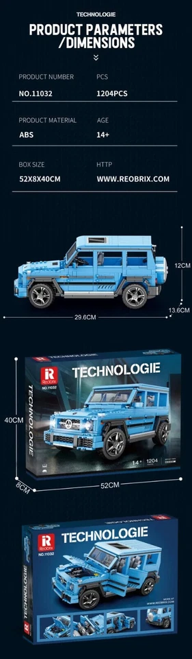 1204 PIEZAS Reobrix 11032 Clase G La Bestia SUV Coche Modelo 1:12 Juguete Bloques de Construcción Foto 4 de 4