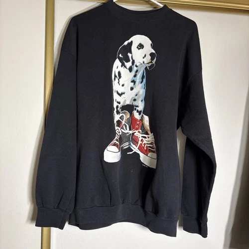 Vintage 1996 Disney 101 Dalmatians Sweatshirt One Size OSFM Puppy Red Sneakers - product listing photo