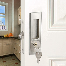 Sliding Door Lock Invisible Recessed Handle Latch Keys Pocket Barn Silver