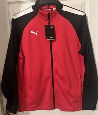 NWT Puma Track Style Full Zip Red Black lightweight jacket Pockets Women Large