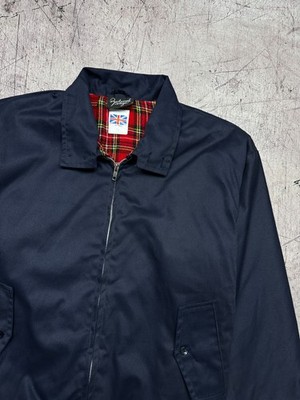 England Vintage Mens Plaid Lined Collared Harrington Jacket Size M