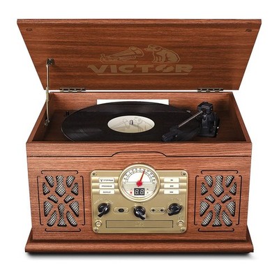 State 7-in-1 Music Center   3-Speed Turntable, CD, Cassette, FM, Bluetooth