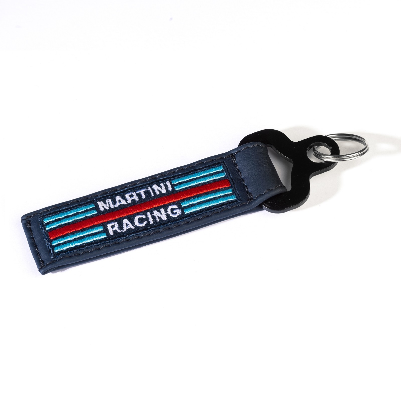 Sparco Martini Racing Leather Key Fob - Navy (Harness Style, Motorsport Gift)