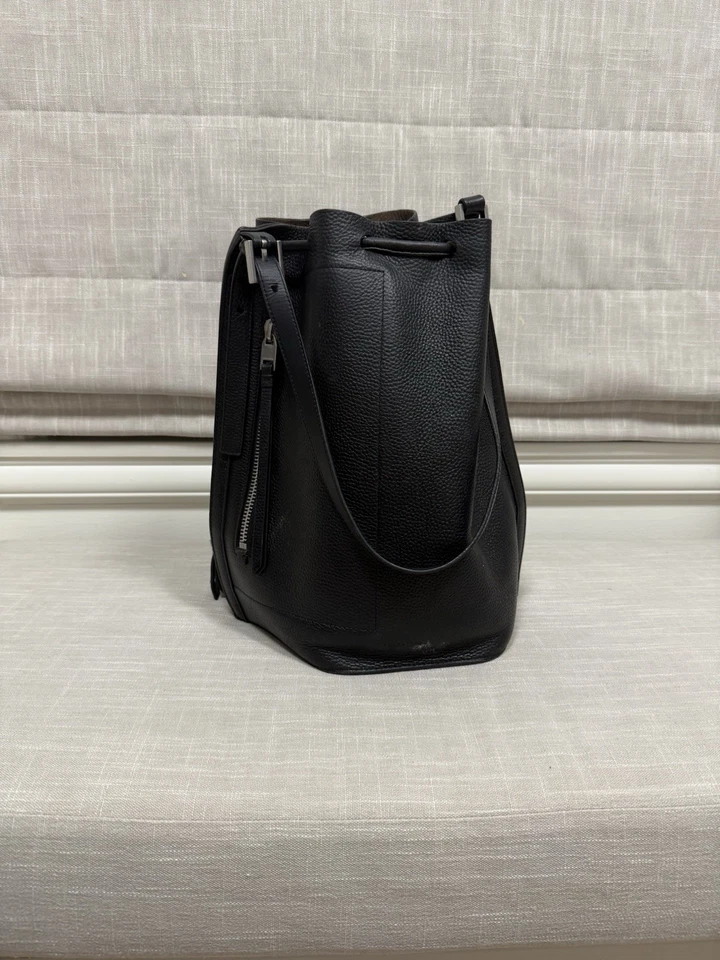ALLSAINTS Alpha Black Leather Convertible Backpack/ Shoulder Bag Purse Black - Image 2 of 4