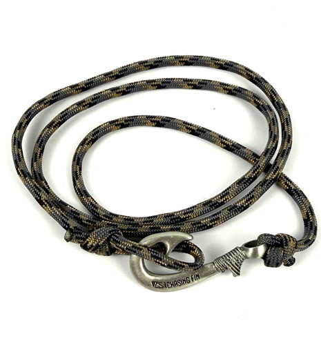 Chasing Fin USA-made Fish Hook Multi-use Paracord Bracelet Brown Grey & Black
