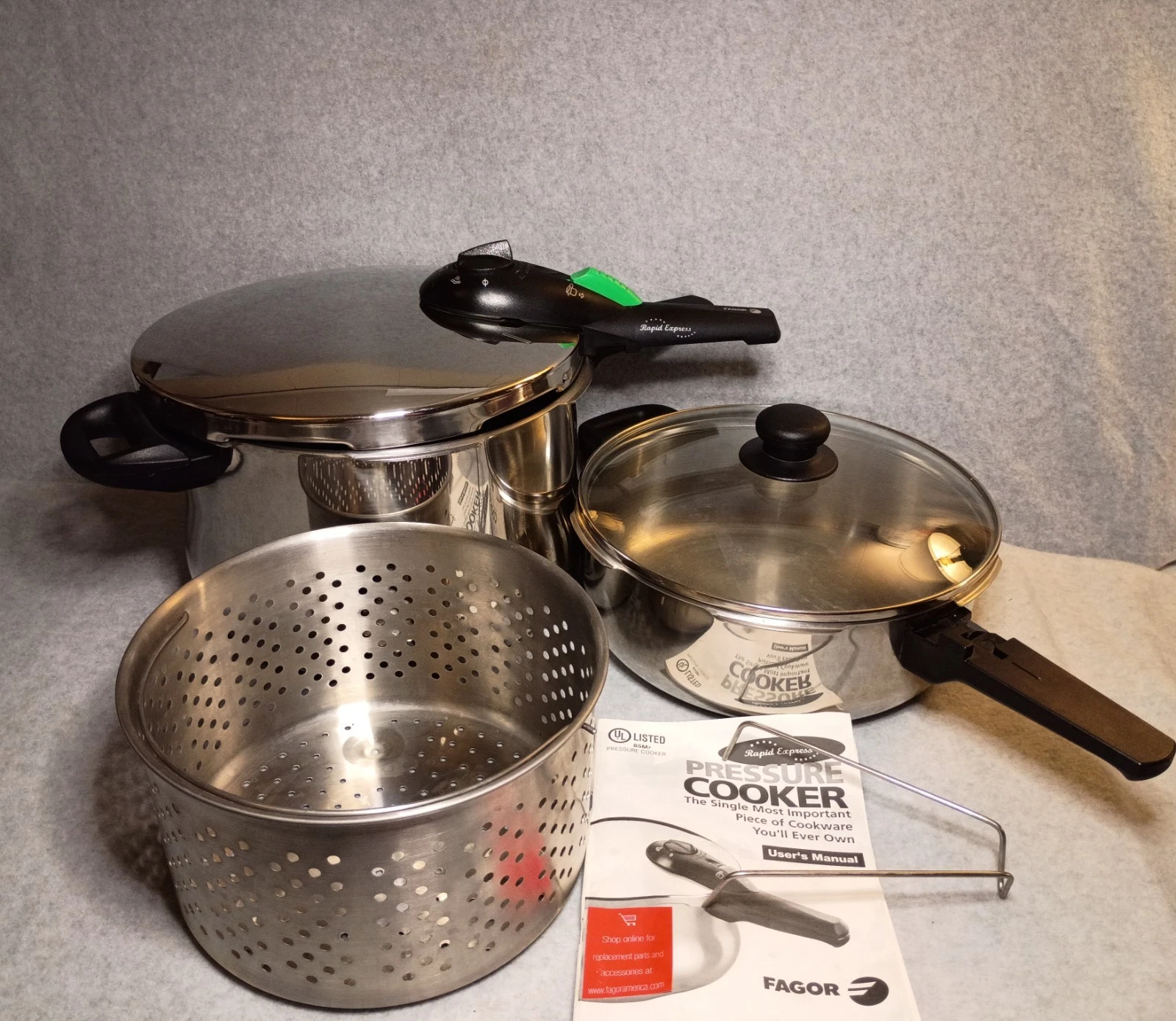 Fagor Rapid Express Pressure Cooker 5 Piece, 6 QT W/User Manual