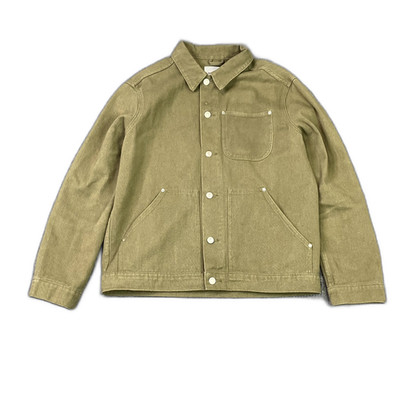 Common Market Chore Jacket Mens Large Olive Green Denim Cotton Workwear Outdoor