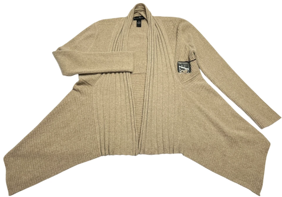 Mercer & Madison Sweater Womens (XL) Camel Angora Cardigan Ribbed Draped Hem NWT - Image 2 of 4