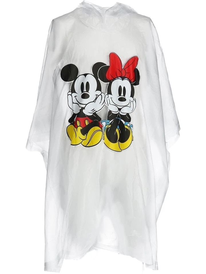 Disney Adulto Mickey Minnie Sentado Familia Poncho de Lluvia Impermeable Mantener Seco Transparente Foto 4 de 4