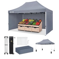 CROWN SHADES 10x15 Pop Up Canopy w/4 Sidewall...