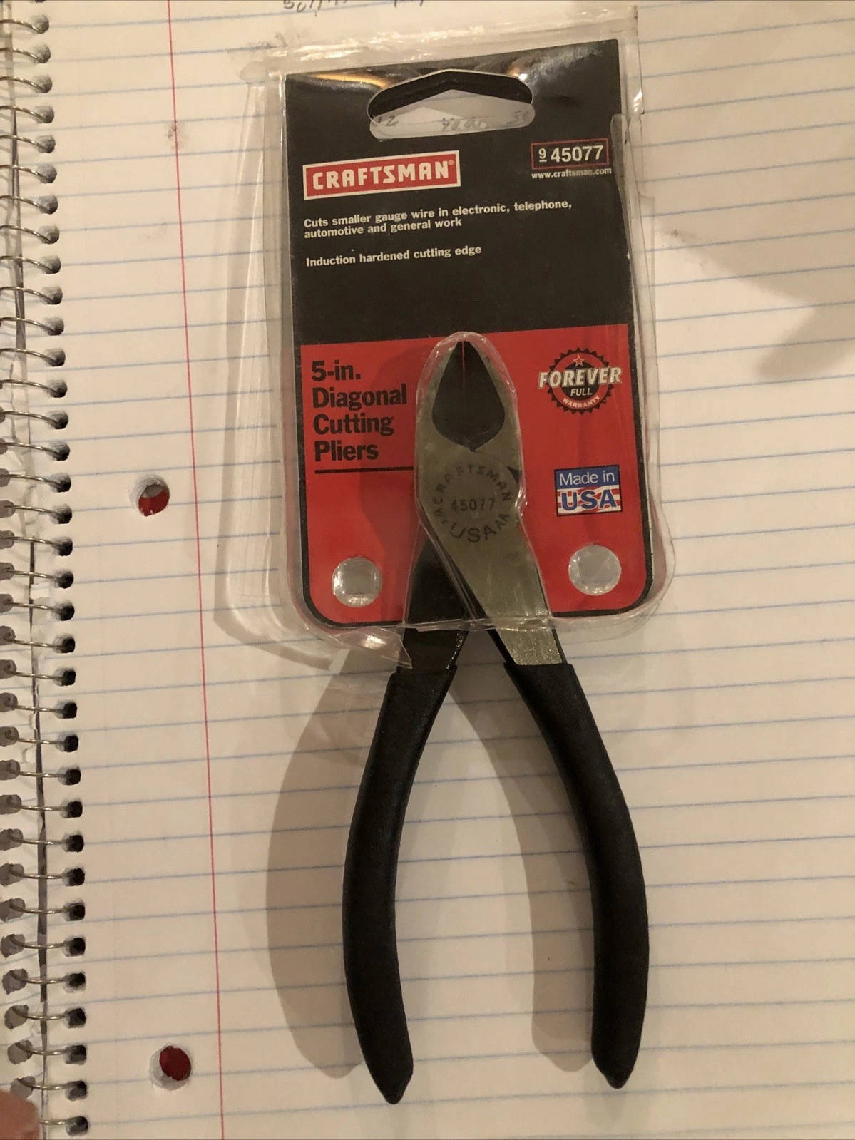 VINTAGE SEARS CRAFTSMAN 5” DIAGONAL CUTTING PLIERS 45077 COLLECTABLE NEW USA
