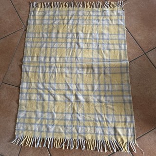 Babydecke Vintage gelb hellblau kariert