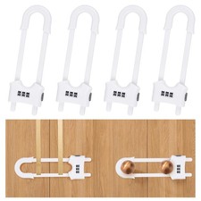 4 Pack U-Shaped Sliding Cabinet Locks Multifunctional Child Safety Lock Adjus...
