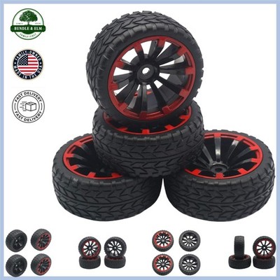 12mm Hex Wheel Rims and Rubber Tires Set for On-Road RC Touring Cars