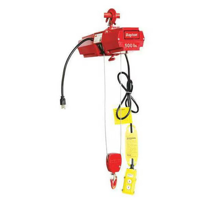 #ad Dayton Electric Wire Rope Hoist 500 lb 10 ft Hook Mounted No Trolley 115V $1540.48