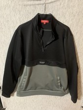 GUESS Black  Grey Color-Block Half-Zip Pullover Sweatshirt - Men's Size L