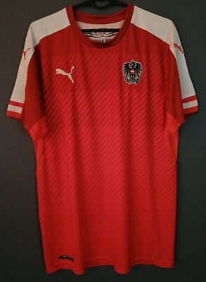 MEN'S PUMA AUSTRIA NATIONAL 2016/2017 HOME SOCCER FOOTBALL SHIRT JERSEY SIZE M