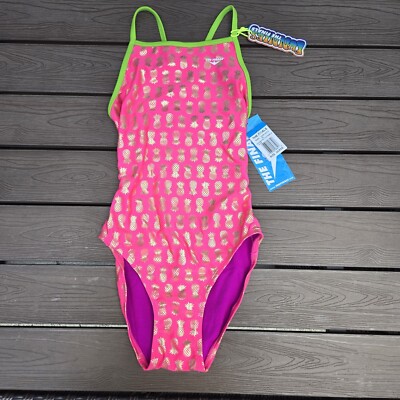 TYR The Finals Aloha Foil Pink/Gold Women's  1 Piece Size 30 Swimsuit New
